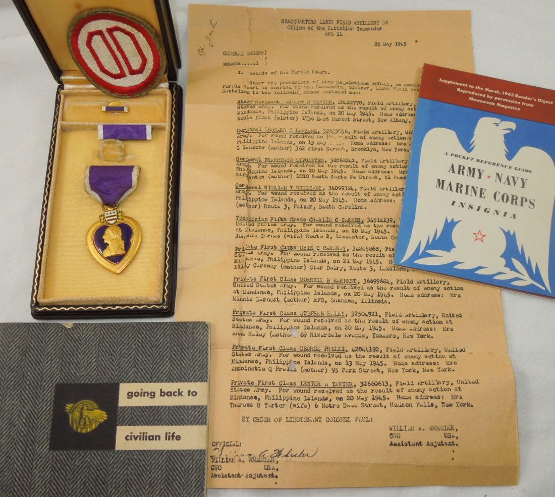 WWII Army 31st Infantry Division WIA Purple Heart Group (1 of 5)