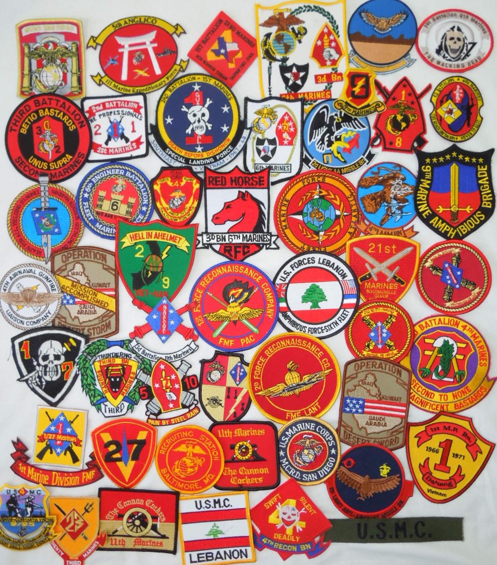 Lot of US 50 Marine Corps USMC Patches Insignia (1 of 8)