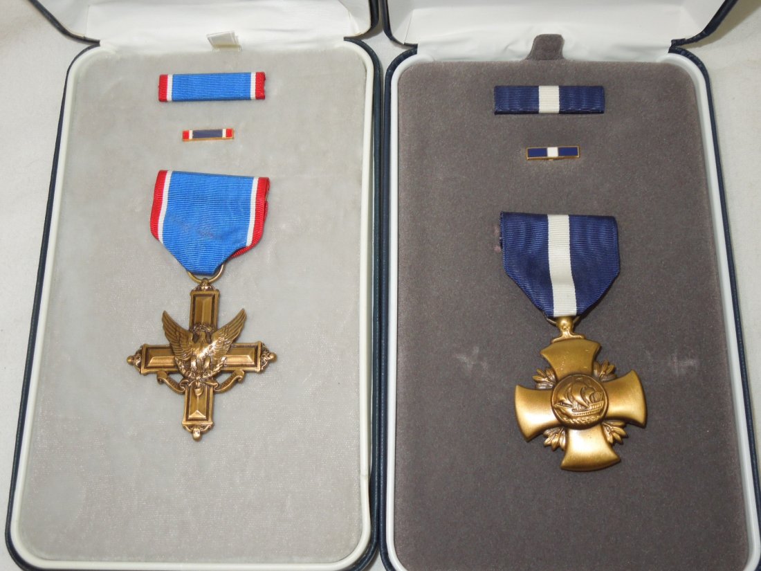Boxed Navy Cross & Distinguished Service Cross Medals (1 of 5)