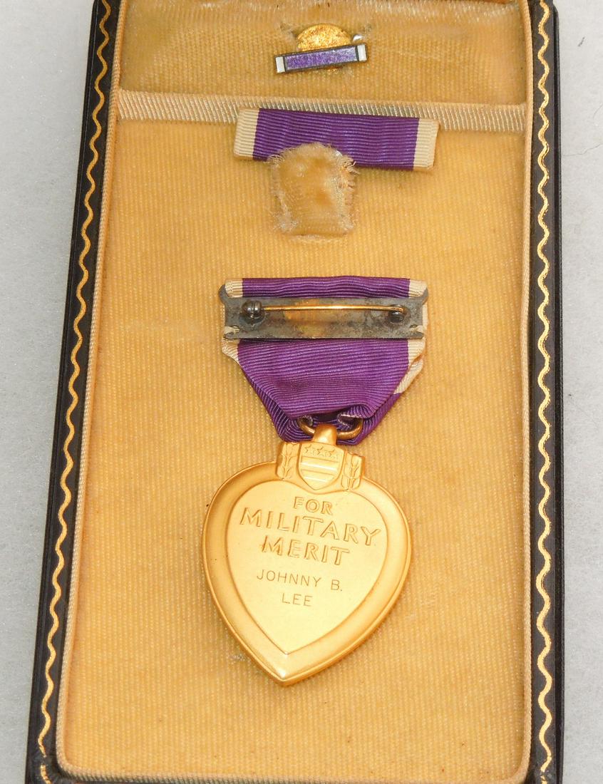 Korean War Purple Heart Named 1st Cavalry Division: Korean War Purple Heart engraved to Pfc. Johnny B. Lee of Mingo, West Virginia, an infantryman of the 1st Cavalry Division. Seriously Wounded in Action on Sept. 15, 1950 in South Korea. Government eng
