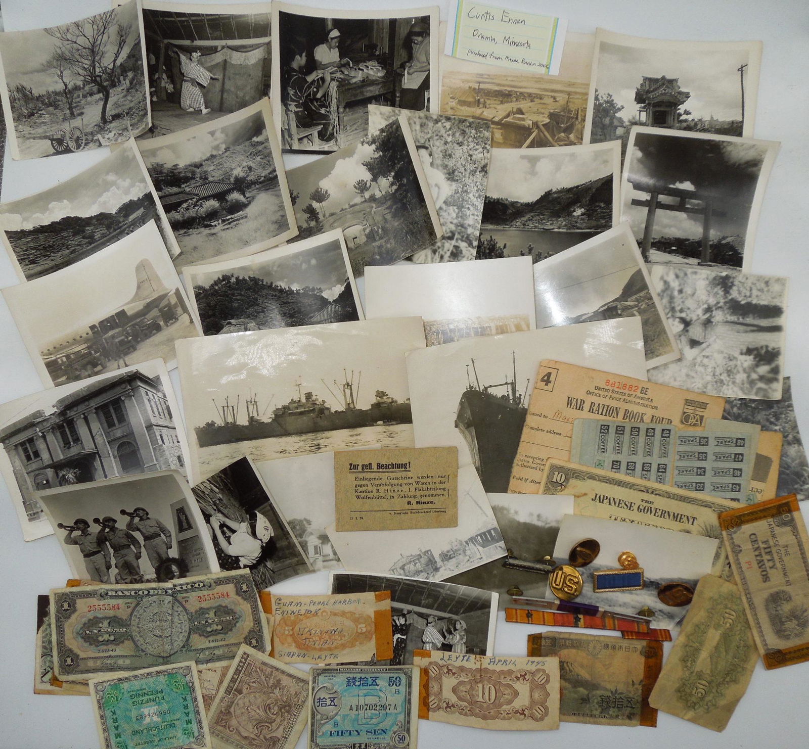 WWII US Army Pacific Tanker Wounded In Action Photo Ribbon Money Group (1 of 9)