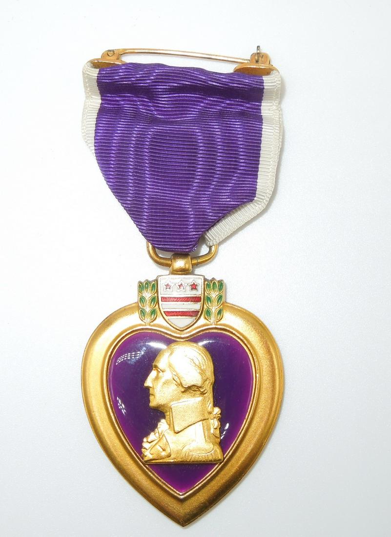 WWII USN Navy USMC Marine Corps Type 1 Split Purple Heart Medal (1 of 3)