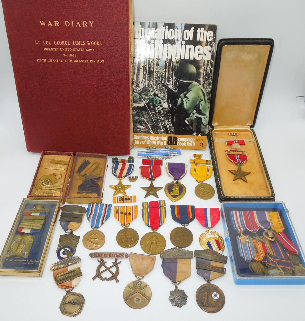 WWII Named 37th infantry Division Colonel Silver Star Combat Diary Archive (1 of 20)