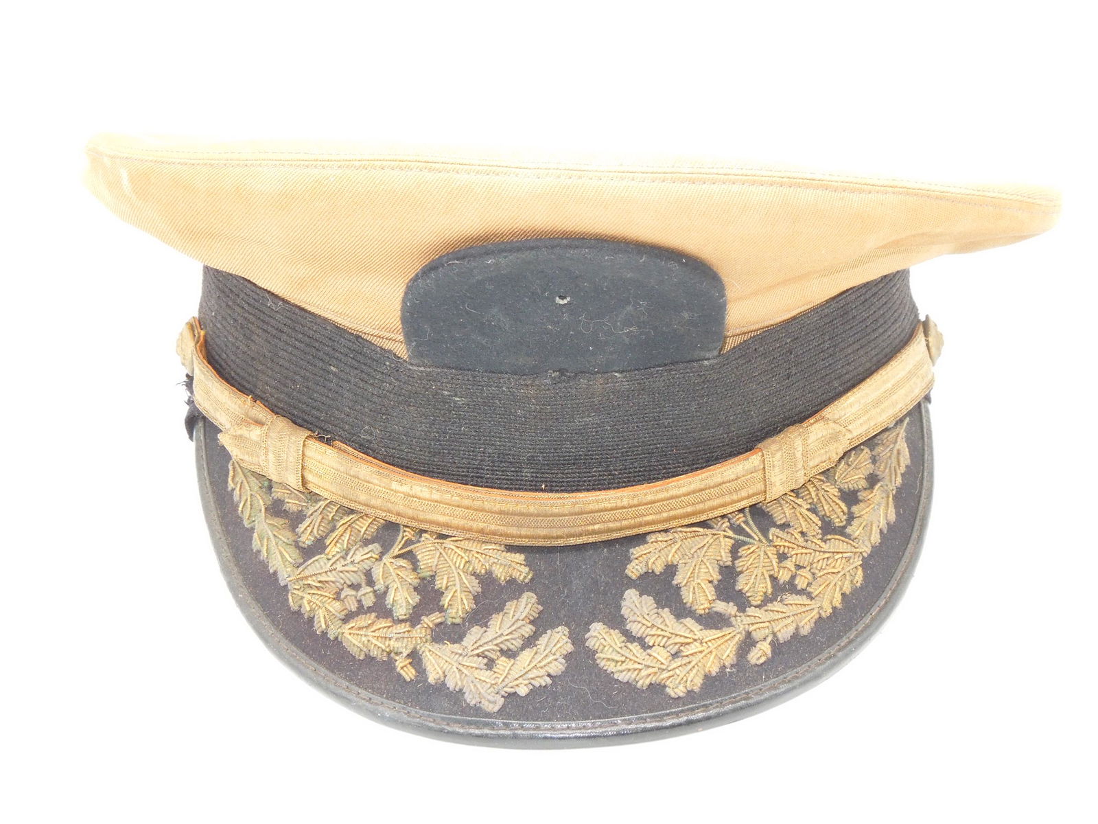 WWII USN Navy Named Admiral Khaki Visor Cap Hat (1 of 4)
