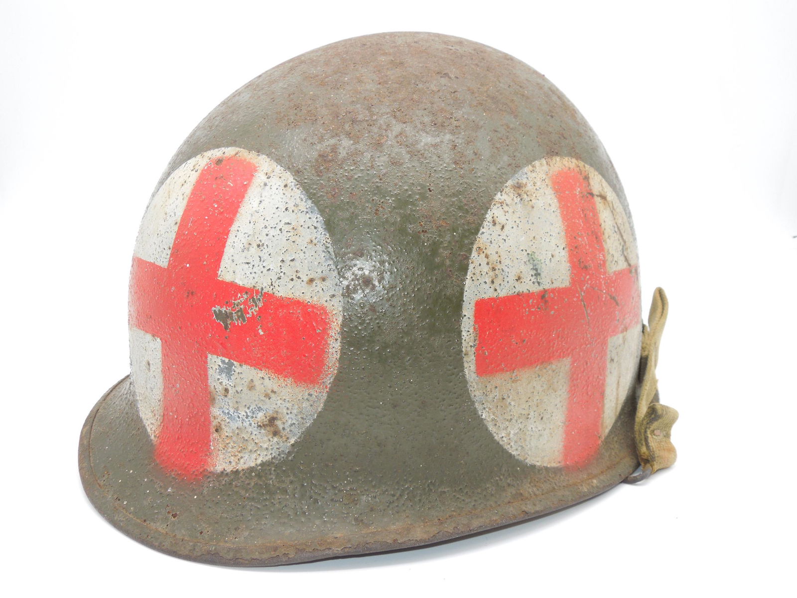 Korean War 4 Panel US Army Medic M-1 Helmet (1 of 10)