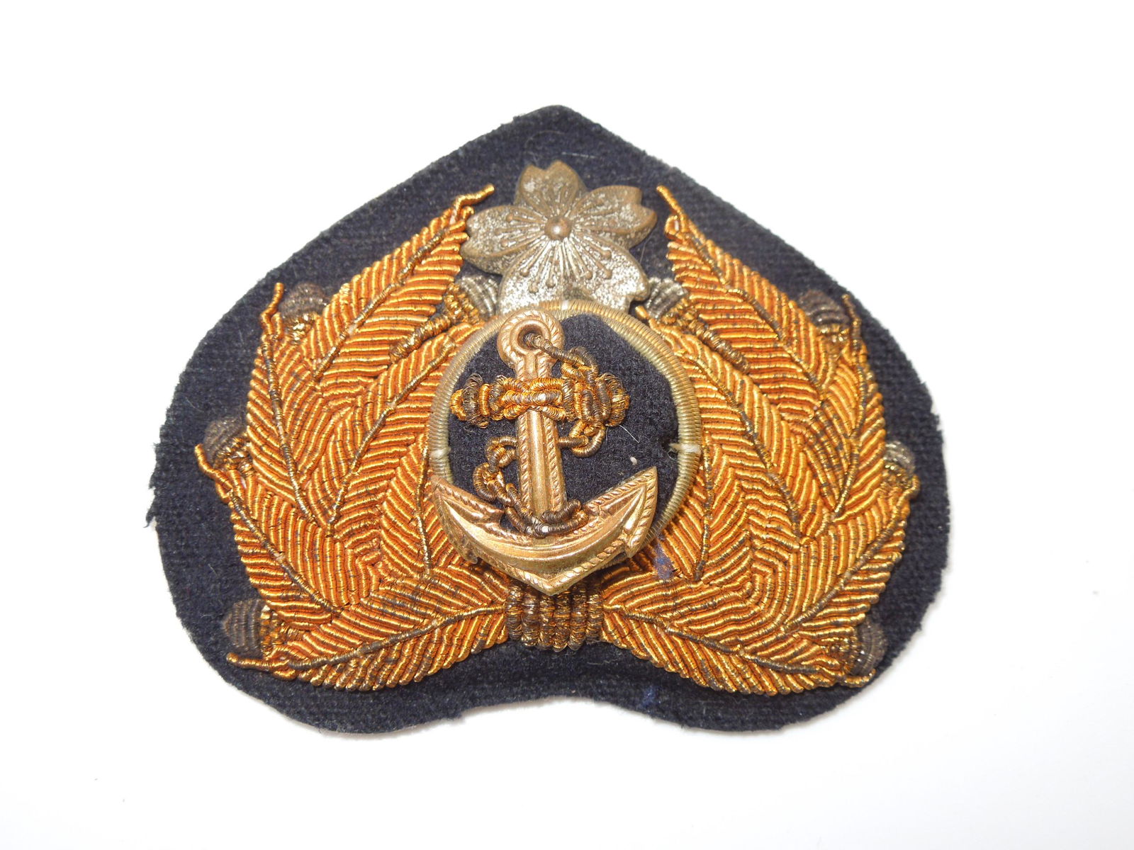 WWII Japanese Navy Bullion Officer Cap Badge Insignia (1 of 2)