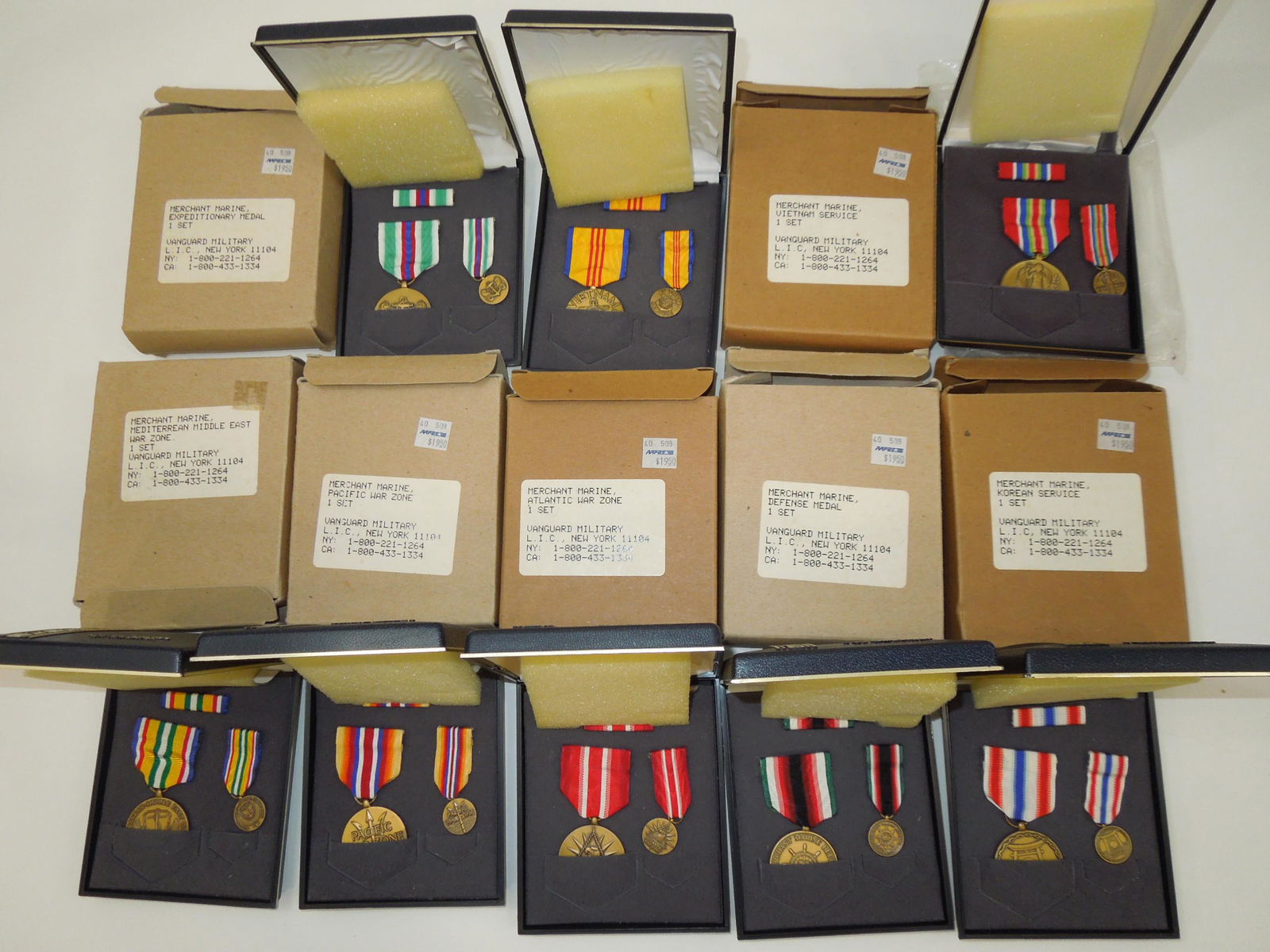 Set of 8 Boxed US Merchant Marine Medals (1 of 5)