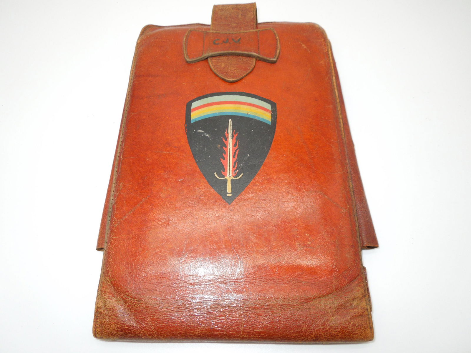WWII SHAEF Painted Named Leather Pouch (1 of 5)