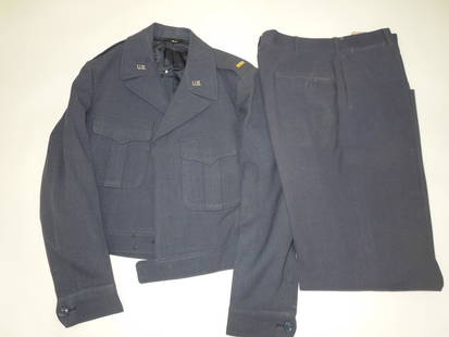 Korean War 1950 Named USAF Air Force OFFICER Ike Uniform Jacket & Pants: Early USAF (1949-1950) named Officer Ike jacket and pants. Some minor mothing on the jacket. Well used condition.