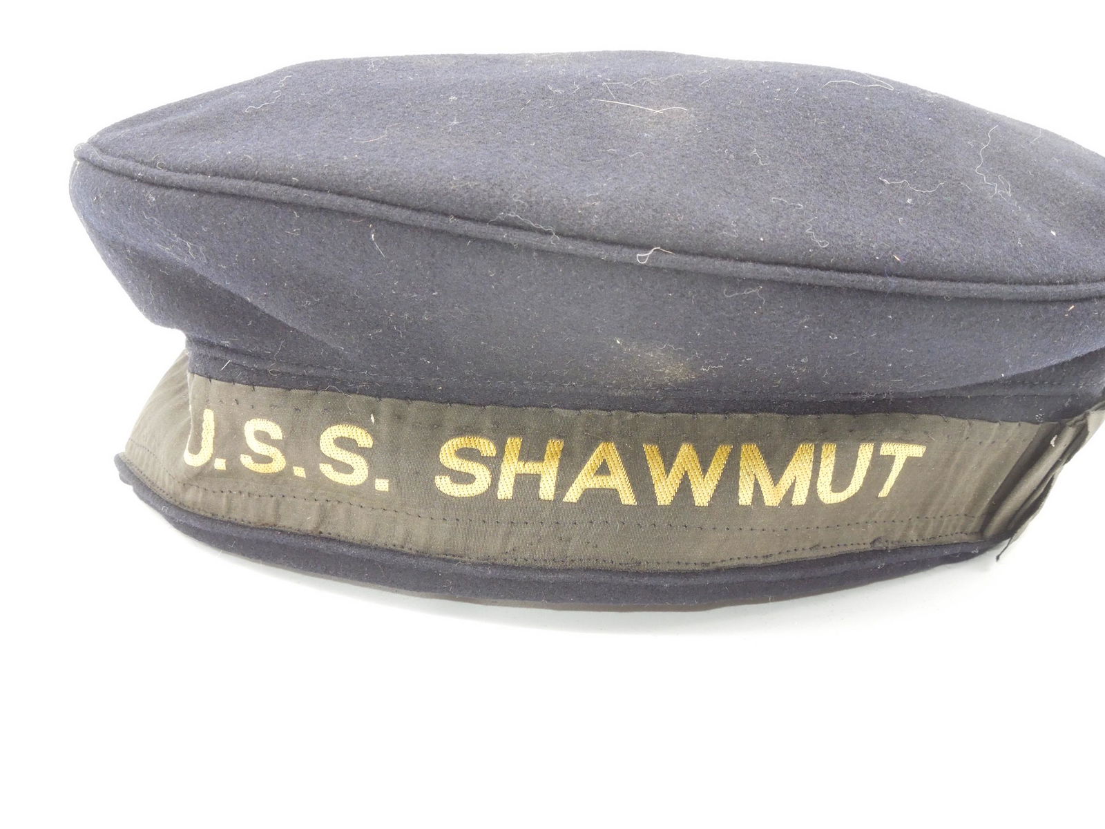 WWI USS Shawmut USN Navy Titled Sailor Donald Duck Cap Flat Hat (1 of 2)