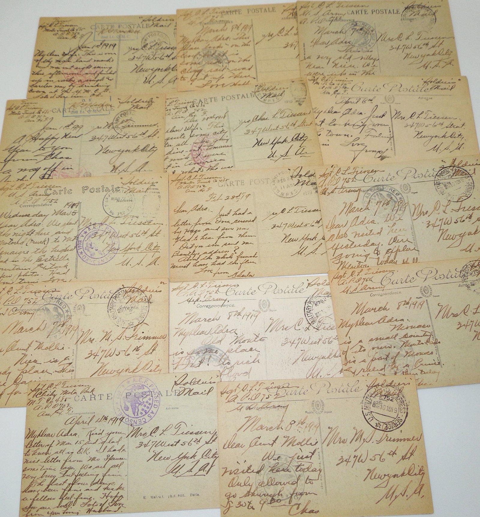 Large Lot of WWI Censored Postcards Motor Truck Sergeant France (1 of 6)