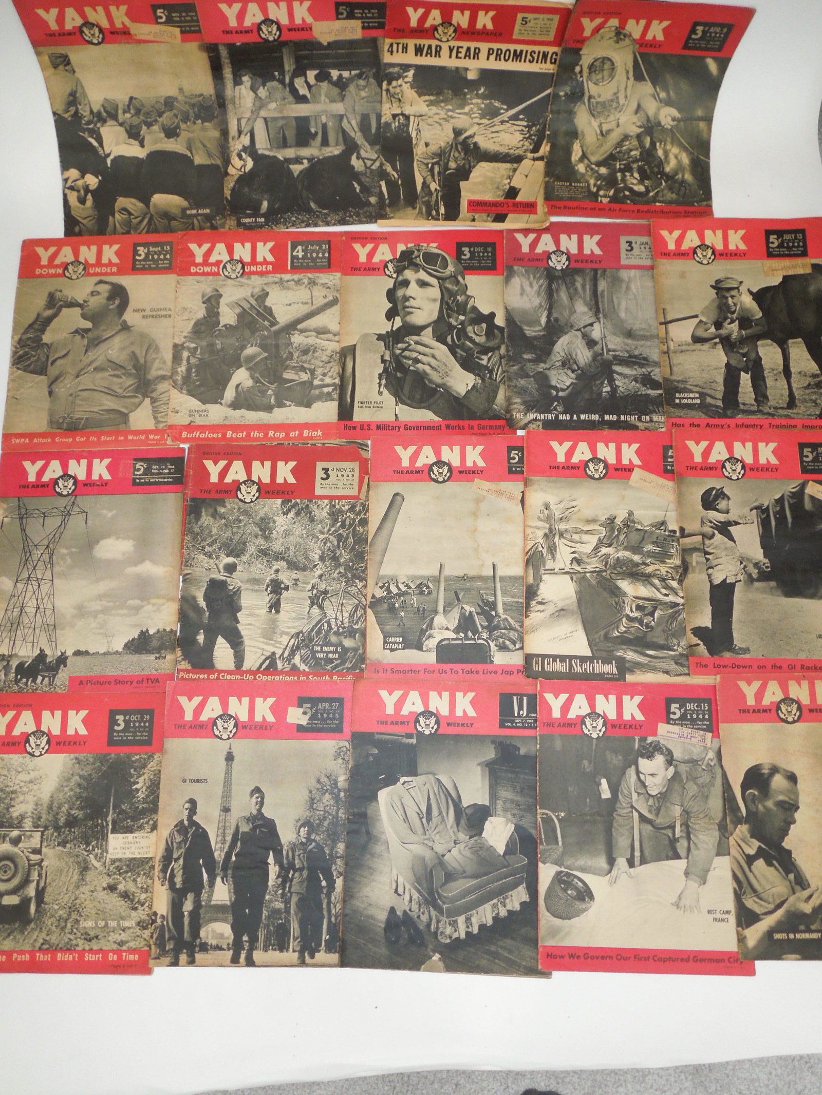 WWII Lot of 19 Military YANK Magazines (1 of 7)