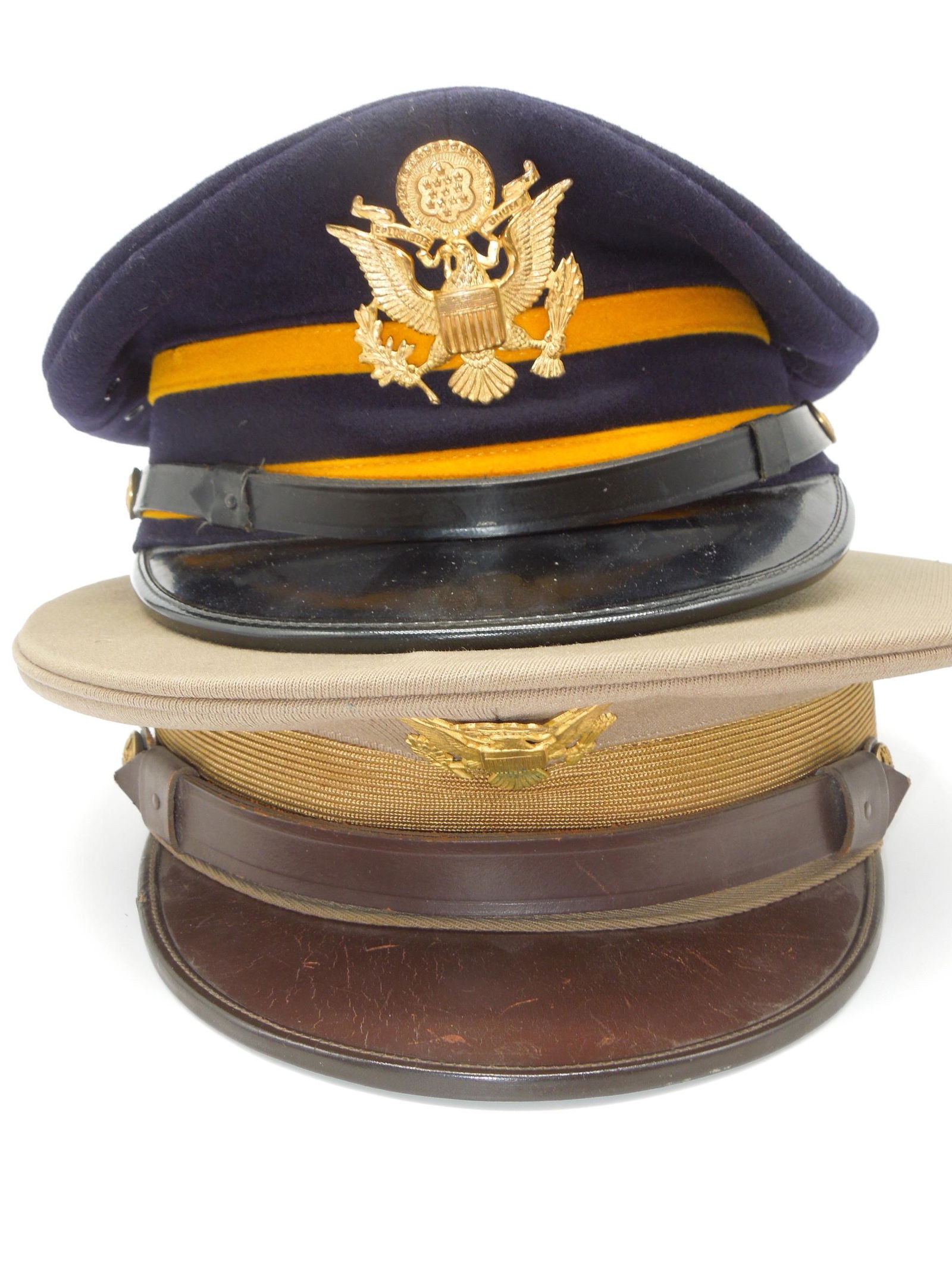 WWII US Army Officer Visor Cap Hat Lot Named 1942 (1 of 7)