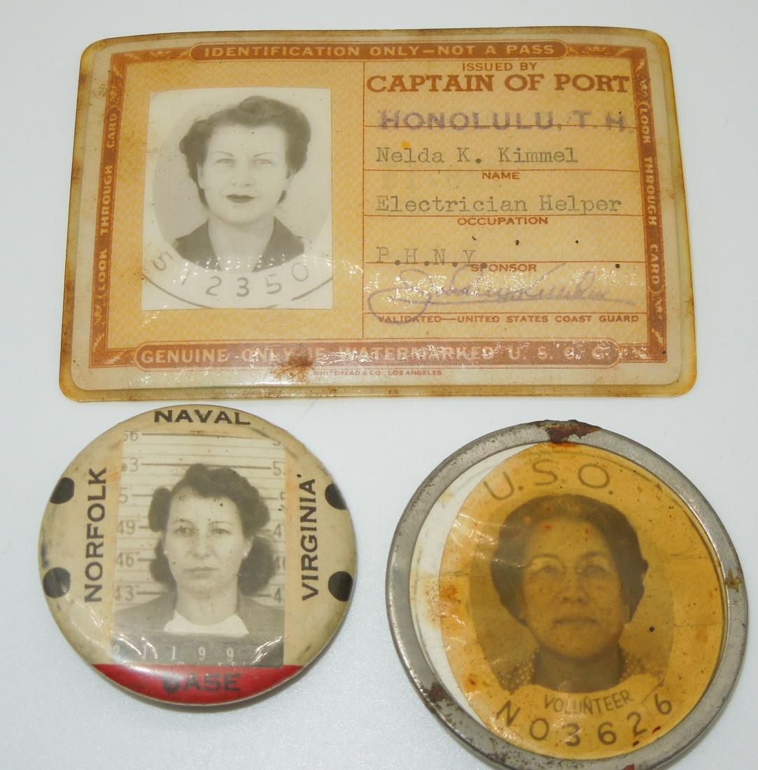 WWII US Military Womens ID Badges USO Honolulu Norfolk (1 of 5)