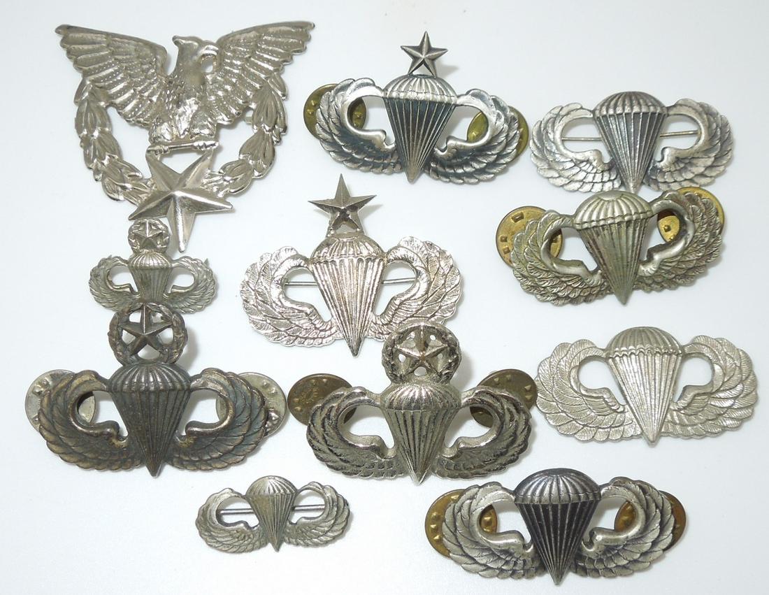 WWII - Vietnam US Army Airborne Parachutist Jump Wings Lot Sterling (1 of 2)