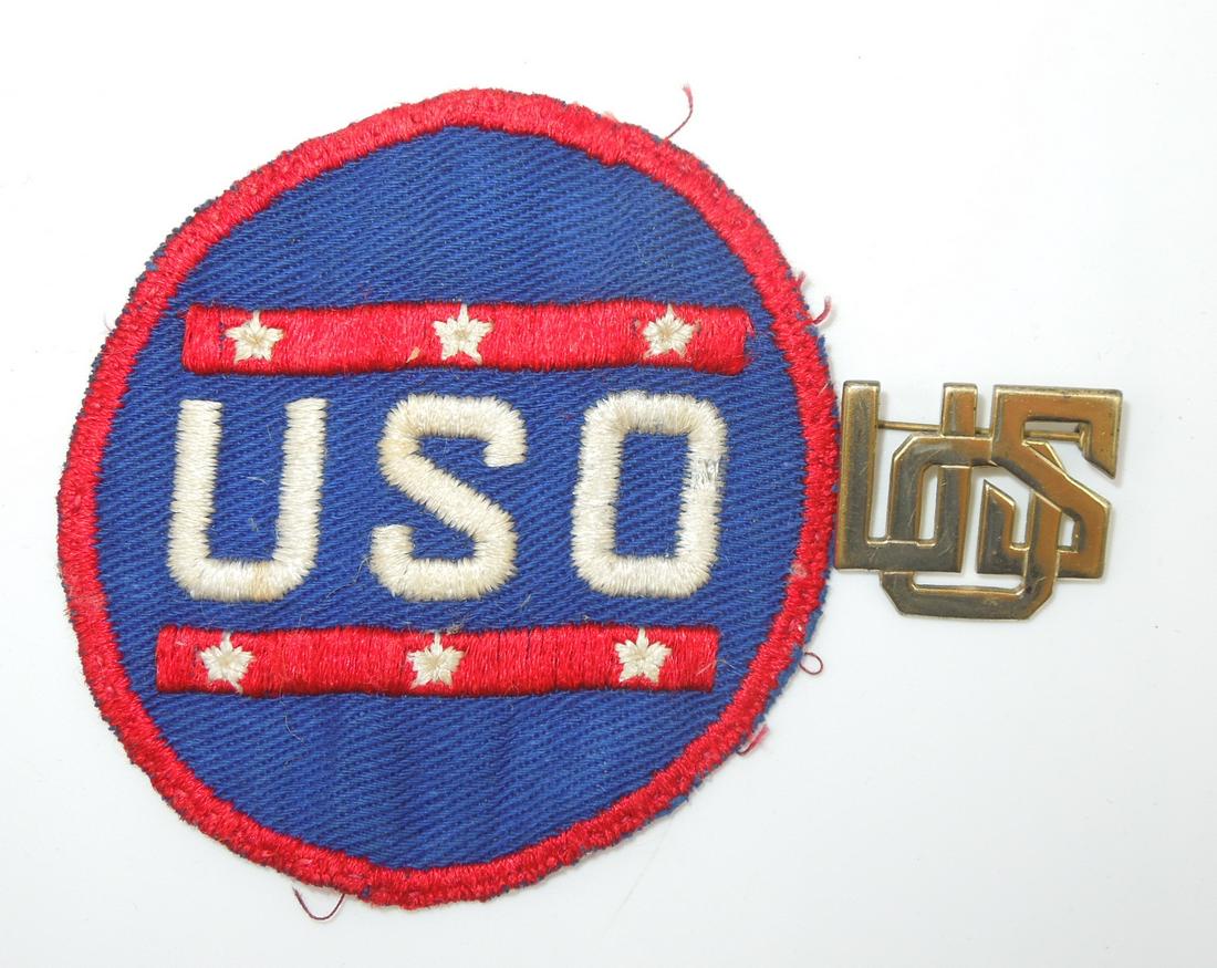WWII USO Patch & Sterling Pin United Service Organization (1 of 2)