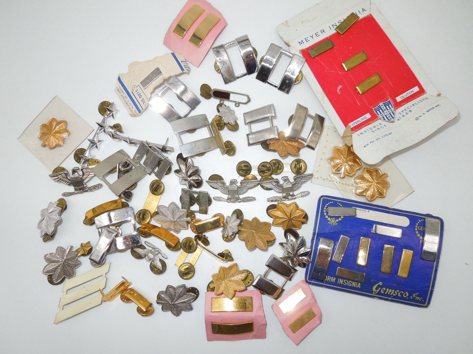 Korean War - Vietnam US Army Navy Officer Rank Pins Bars Sterling (1 of 8)