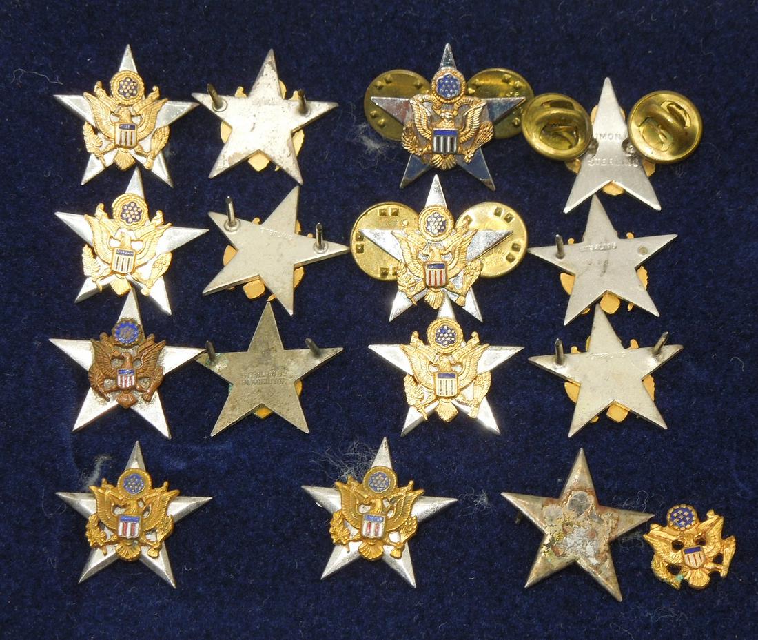 WWII US Army Sterling General Staff Officer Branch Insignia Pins Lot (1 of 3)