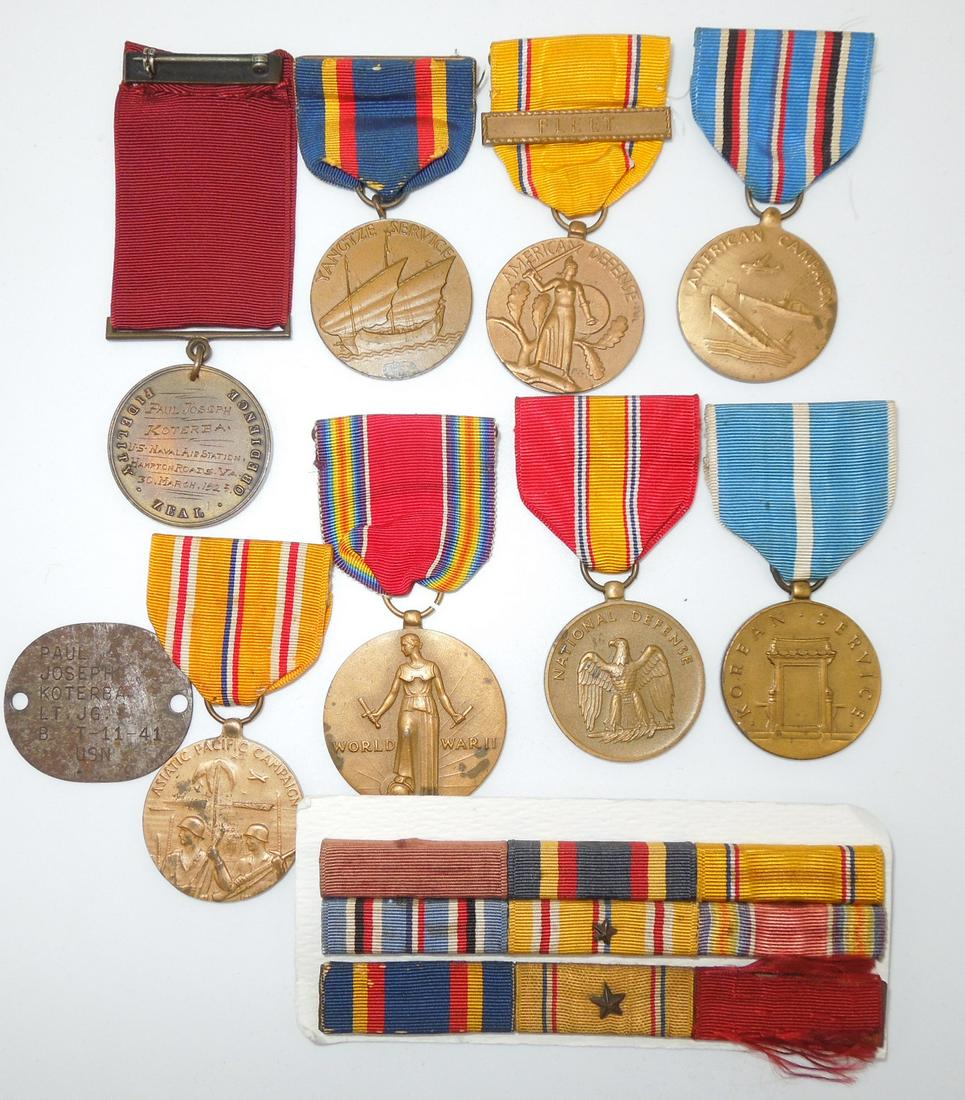 WWII US Navy Engraved GCM & Yangtze Service Medal Dog Tag Group (1 of 7)