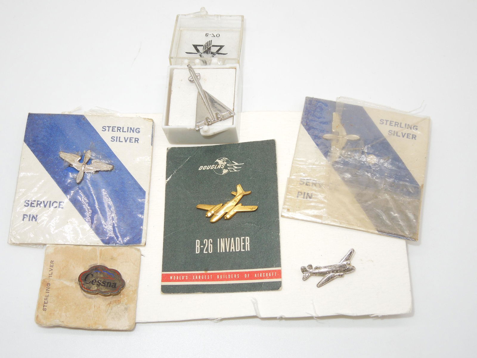 WWII - 60s US Military Plane & Aviation AAF Army Air Force Service Aircraft Pins Sterling Lot (1 of 4)