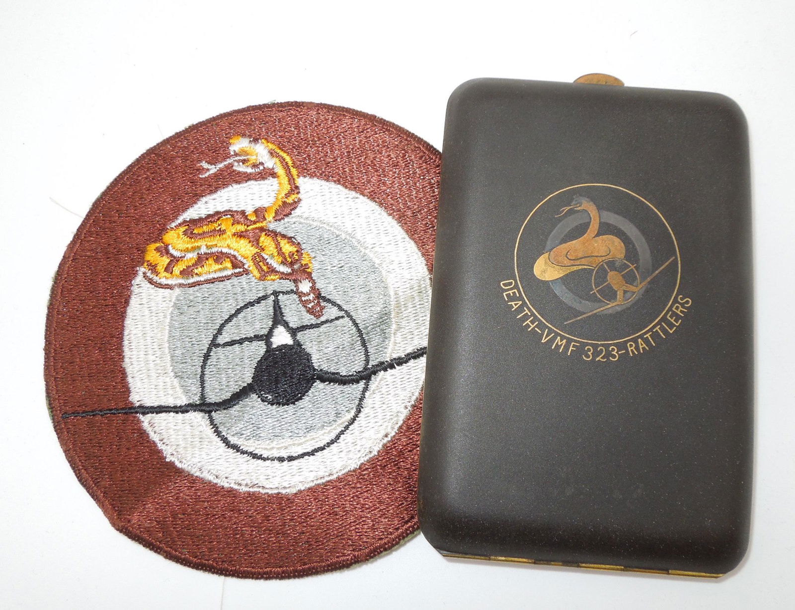 Vietnam Era USMC Marine Corps VMF-323 Death Rattlers Patch & Cigarette Case (1 of 3)