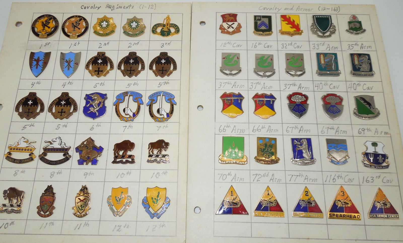 Vintage US Army Cavalry Regiment DUI Unit Crest Pins Collection (1 of 6)