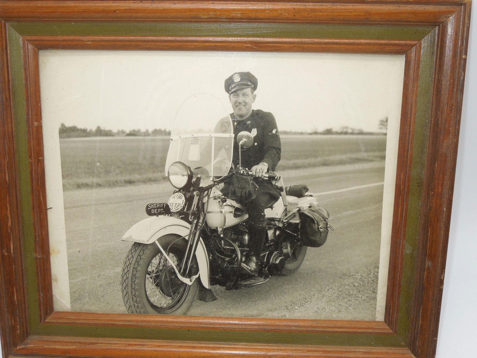 Vintage 1940's Framed Harley Davidson Police Motorcycle Monroe Co., New York Sheriff (1 of 4)
