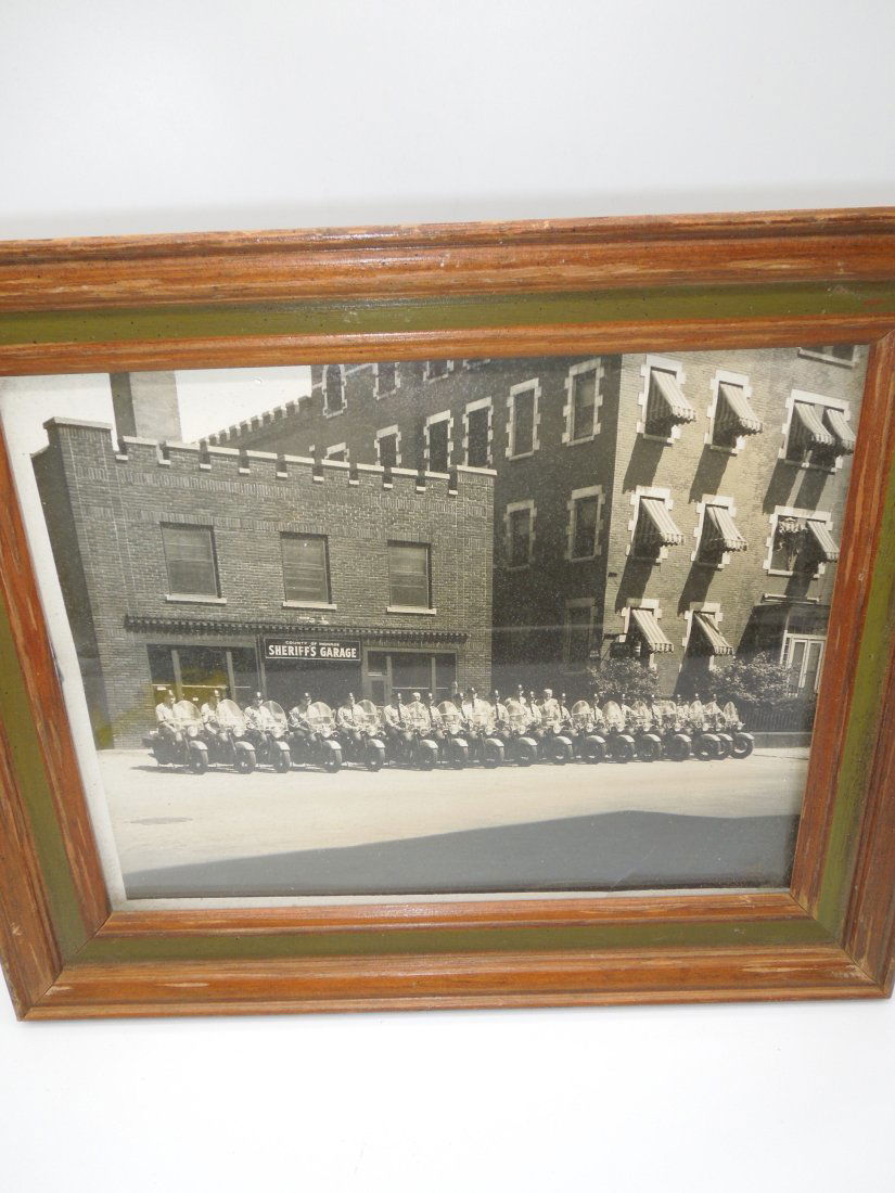 1940's Framed Harley Davidson Police Motorcycles Monroe Co., New York Sheriff Garage (1 of 3)