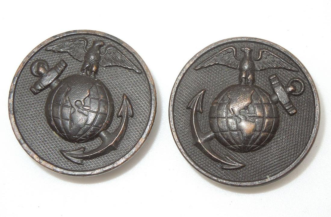 Matching Original WWI USMC Marine Corps EGA Collar Discs Named (1 of 3)