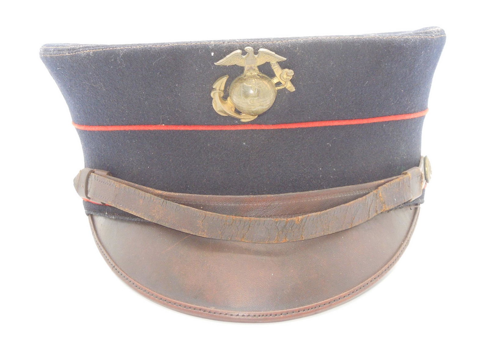 WWI USMC Marine Corps Named Bell Crown Visor Cap Radio Man EGA Insignia (1 of 7)