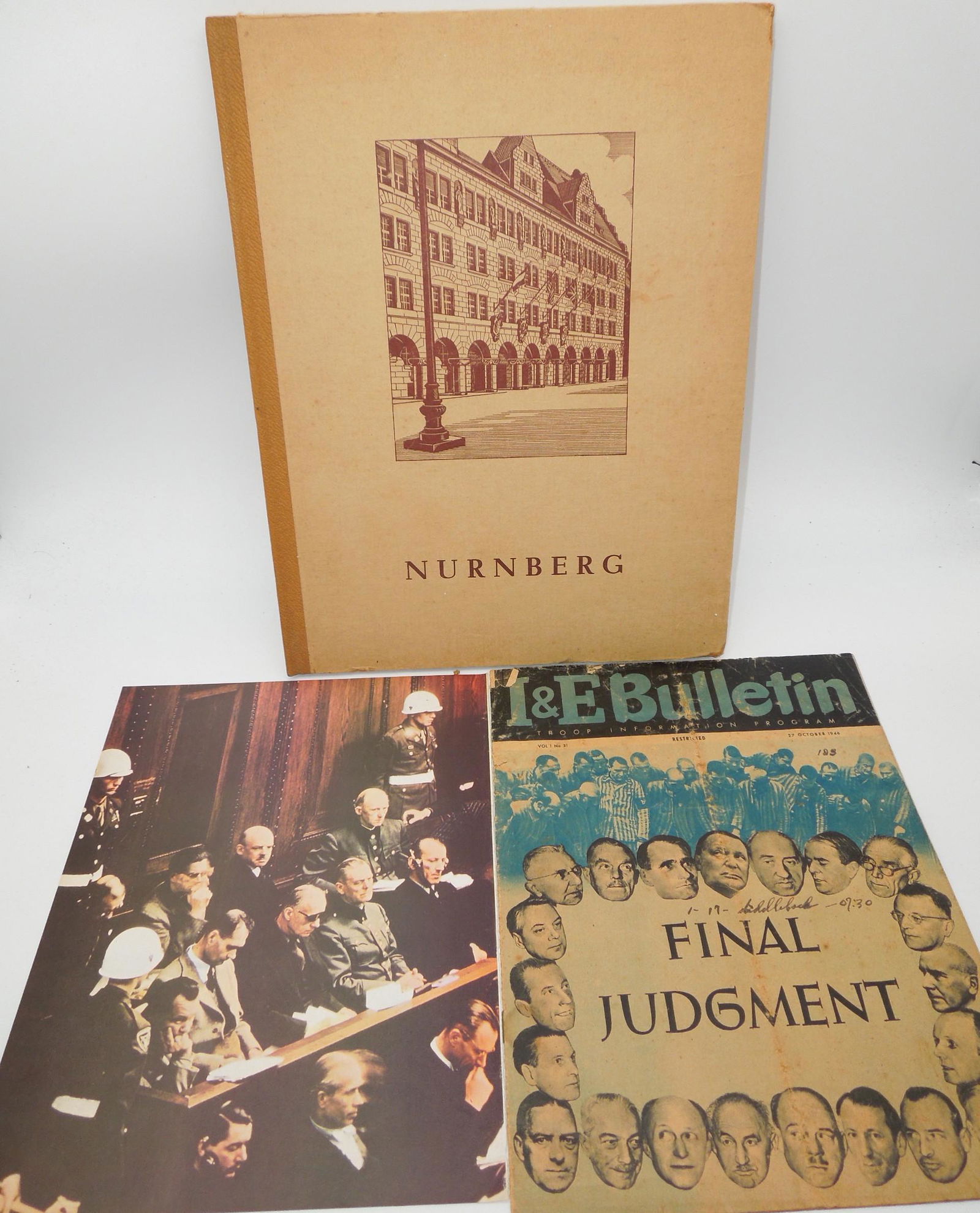 WWII Nurnberg Nuremburg Trials Restricted I & E Bulletin Troop Documents & Book Lot (1 of 12)