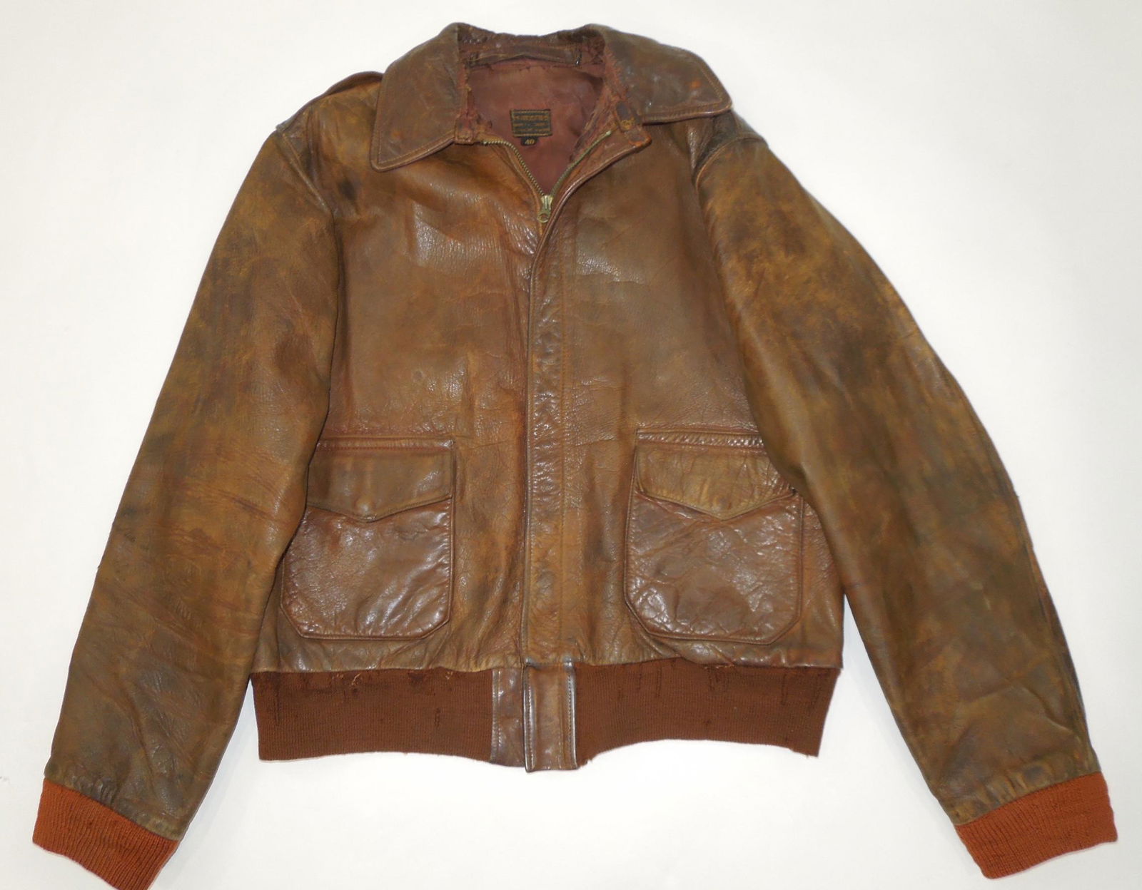 WWII Bendix USAAF Army Air Force Leather A-2 Flight Jacket Size 40 (1 of 8)