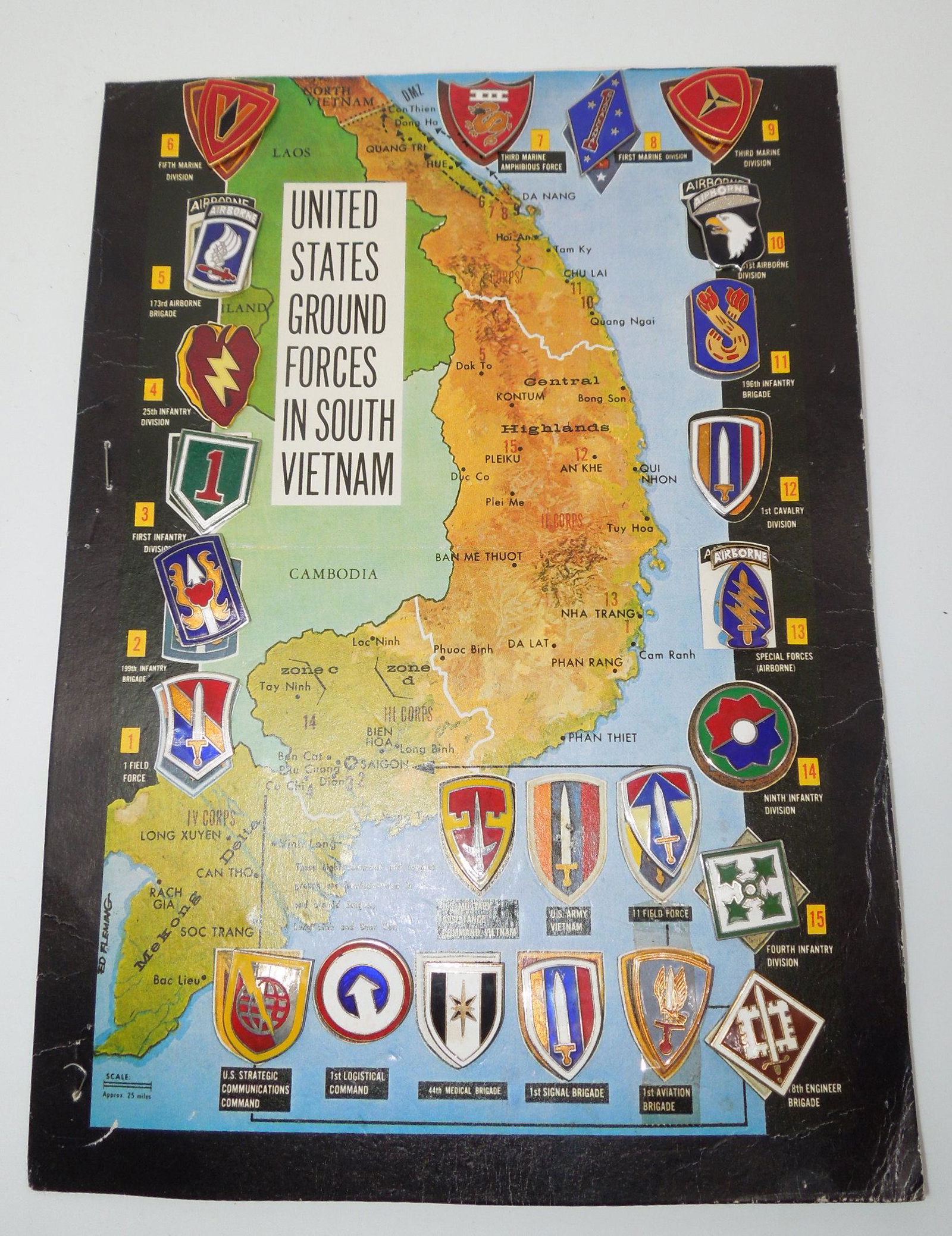 US Ground Forces in South Vietnam Map & Pins #1 (1 of 4)