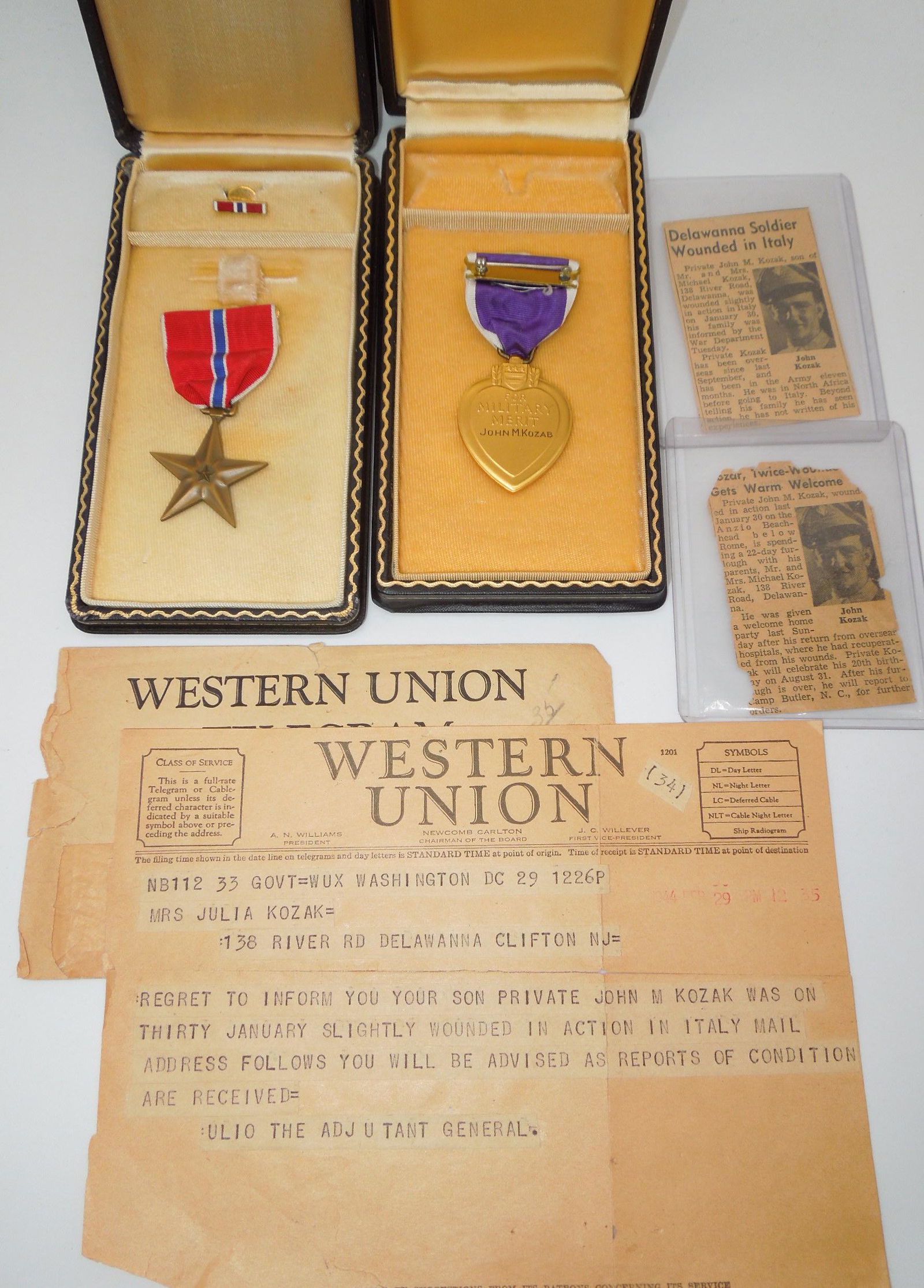 WWII 3rd Infantry Divison Anzio Named Purple Heart BSM Telegram Group (1 of 7)