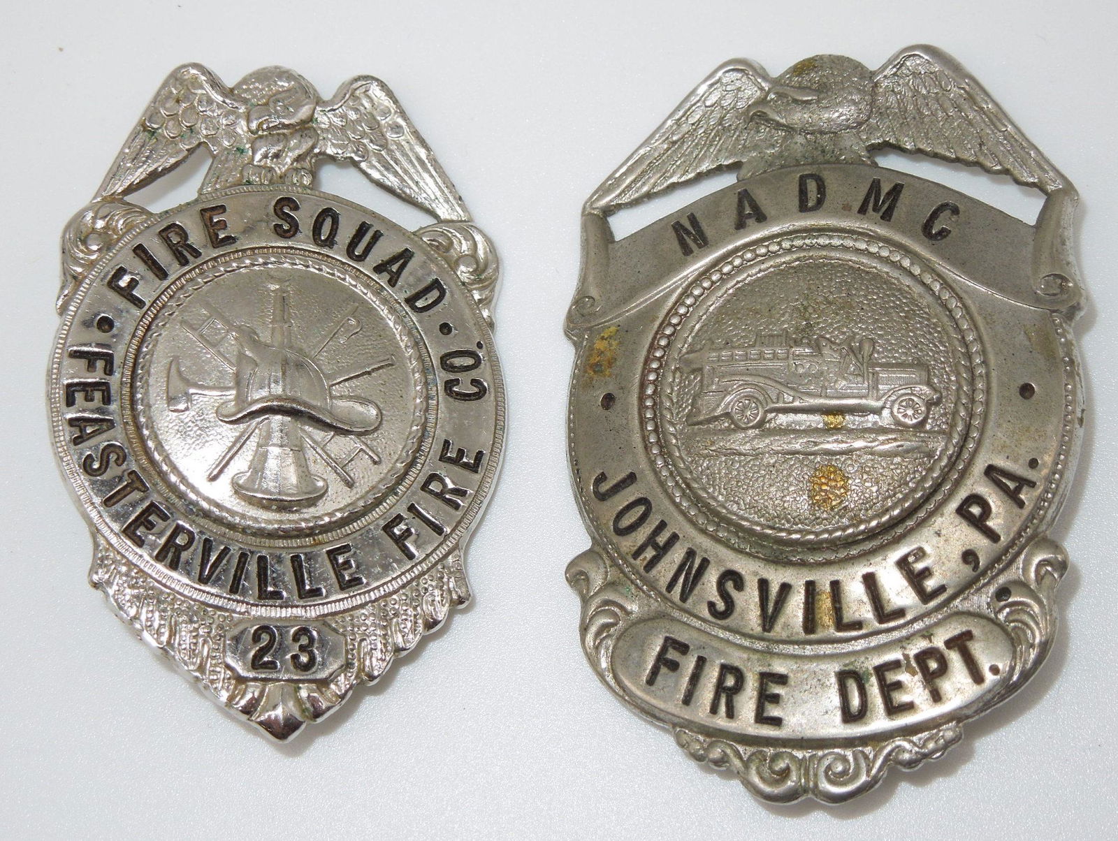 Vintage Johnsville & Feasterville Fire Department Badges Pennsylvania (1 of 2)