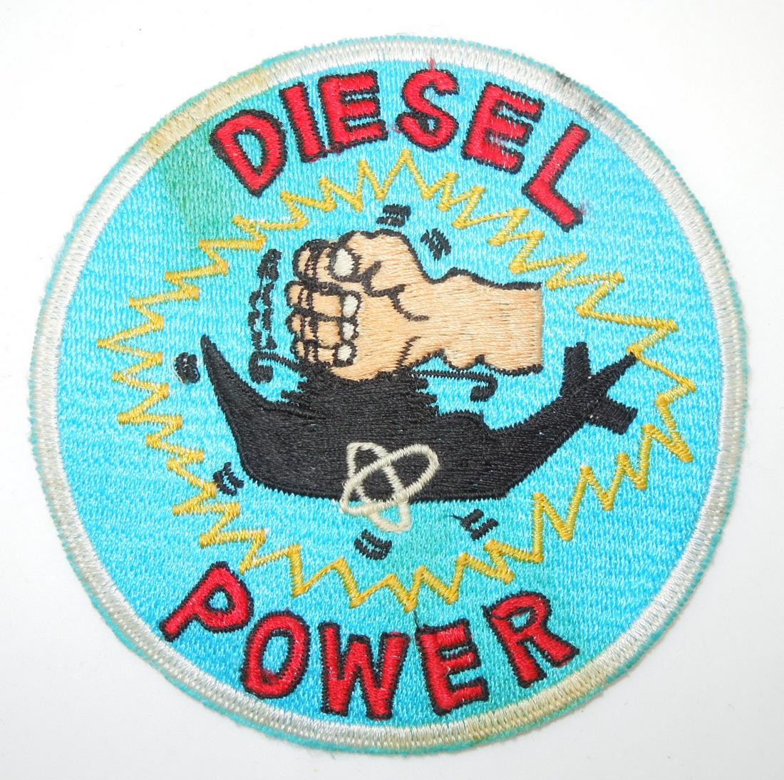 1960s US Navy Submarine Diesel Power Novelty Patch: Vintage US Military patch as shown. It has some paper and glue residue on the back. This came out of a large collection from a USMC, USCG, and USN collector who picked up most of his items in the 1960