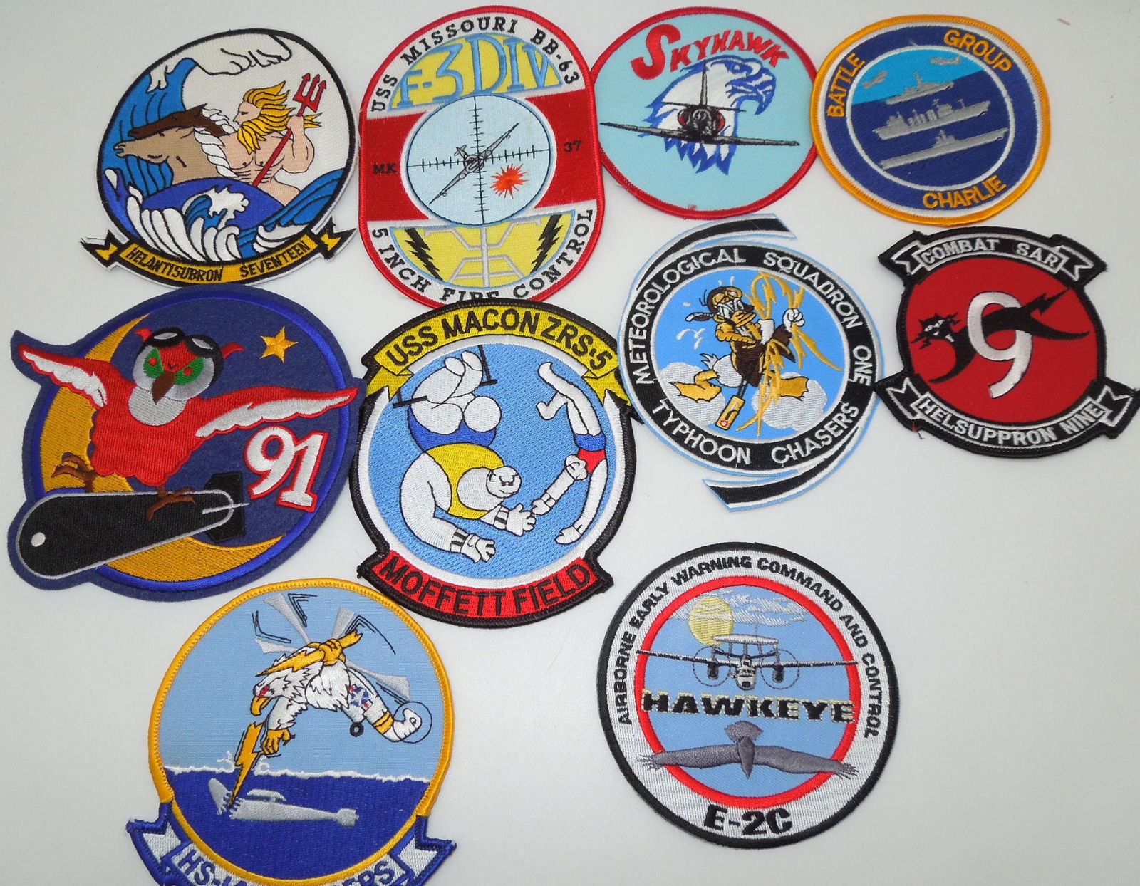 Modern US Navy Patch Lot Moffett Field E-2C Skyhawk Typhoon Chasers (1 of 4)