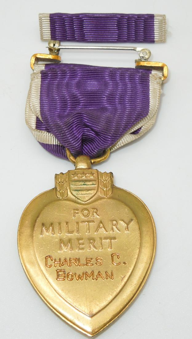 WWI WIA Named Engraved & Numbered US Army Purple Heart & Ribbon Group