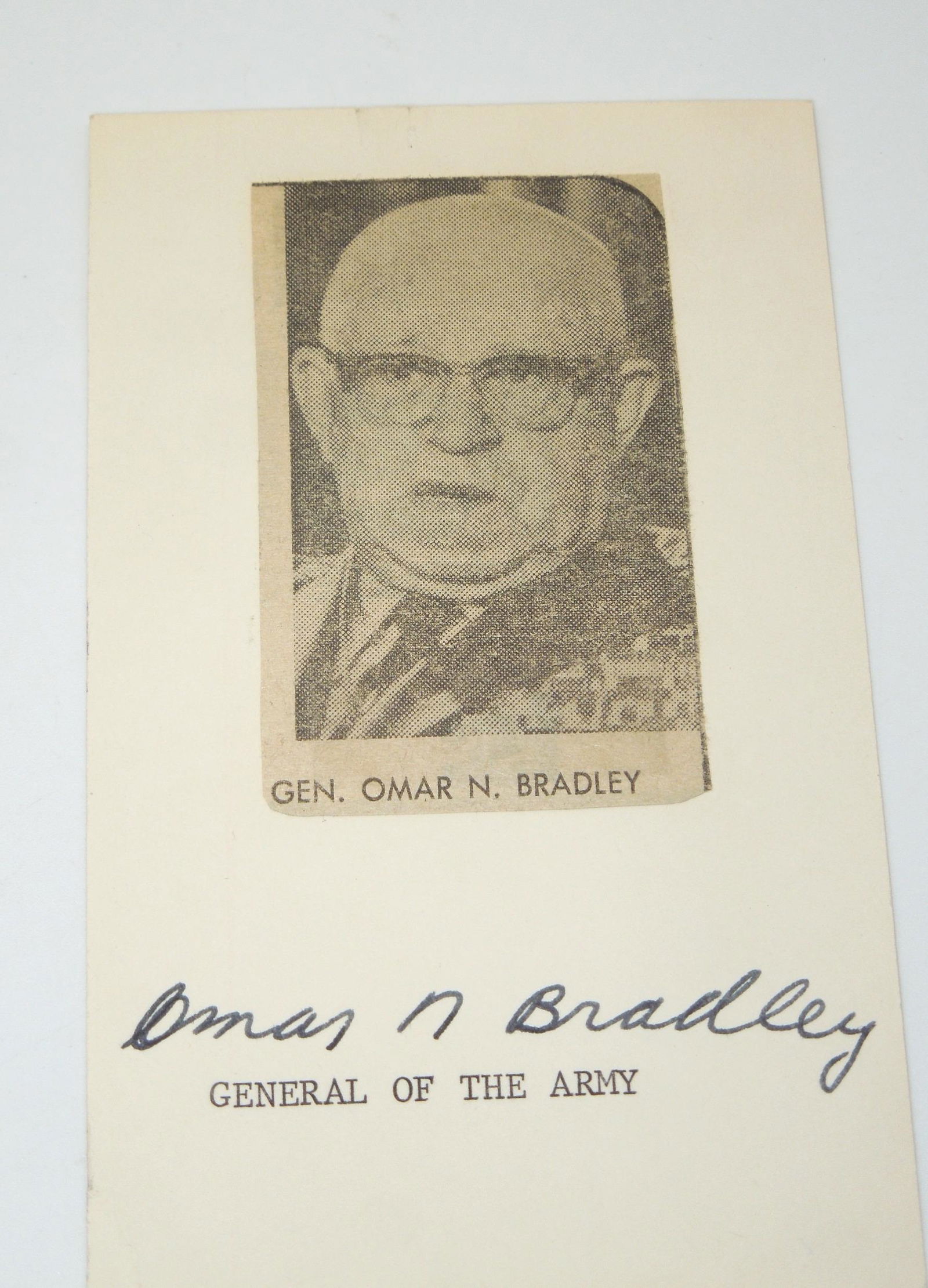 Signed General of The Army Omar Bradley Autographed Card & News Clipping Photo (1 of 1)