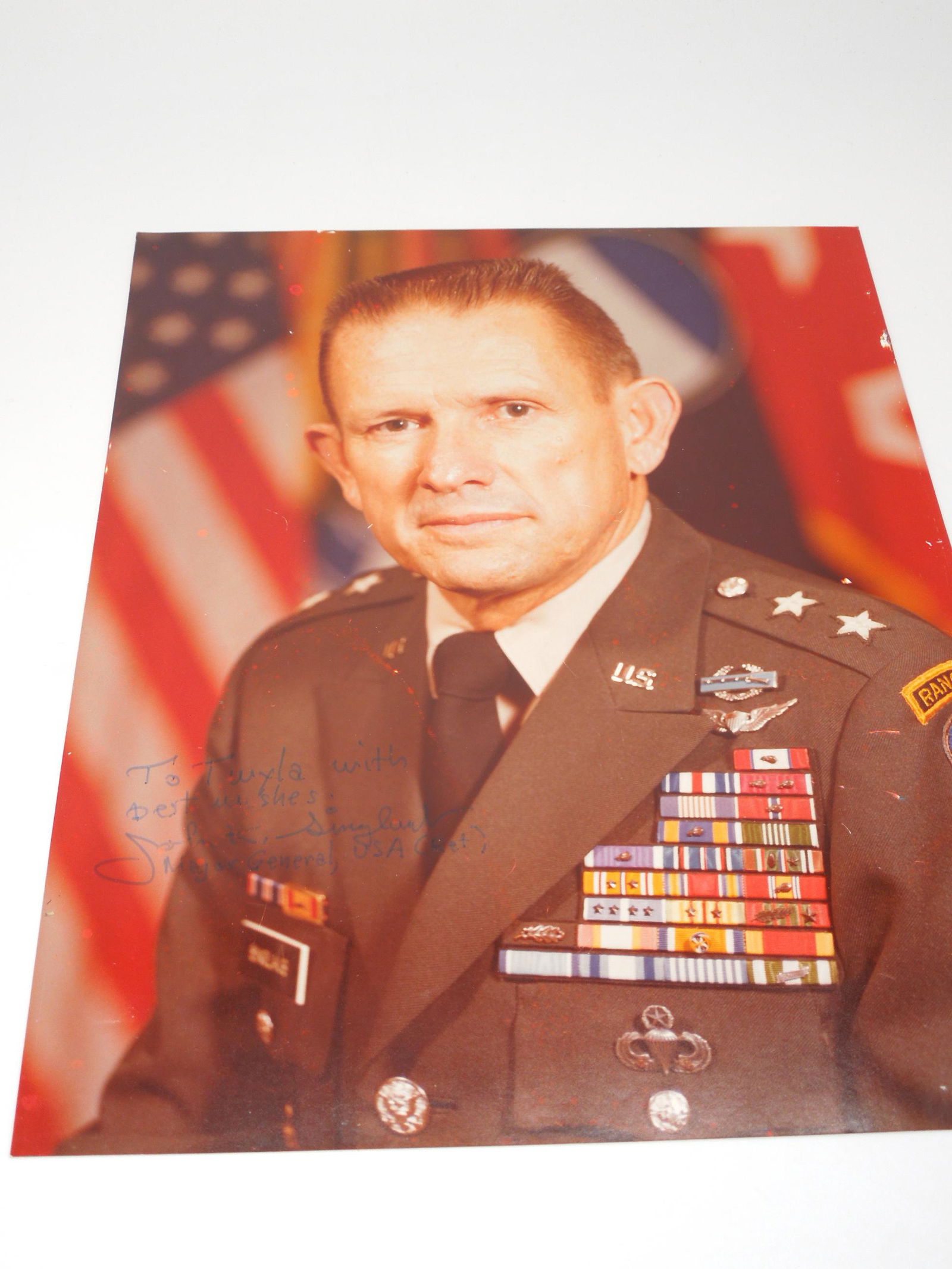 Original Signed US Army Jedburgh General John K. Singlaub Autograph Photo (1 of 3)
