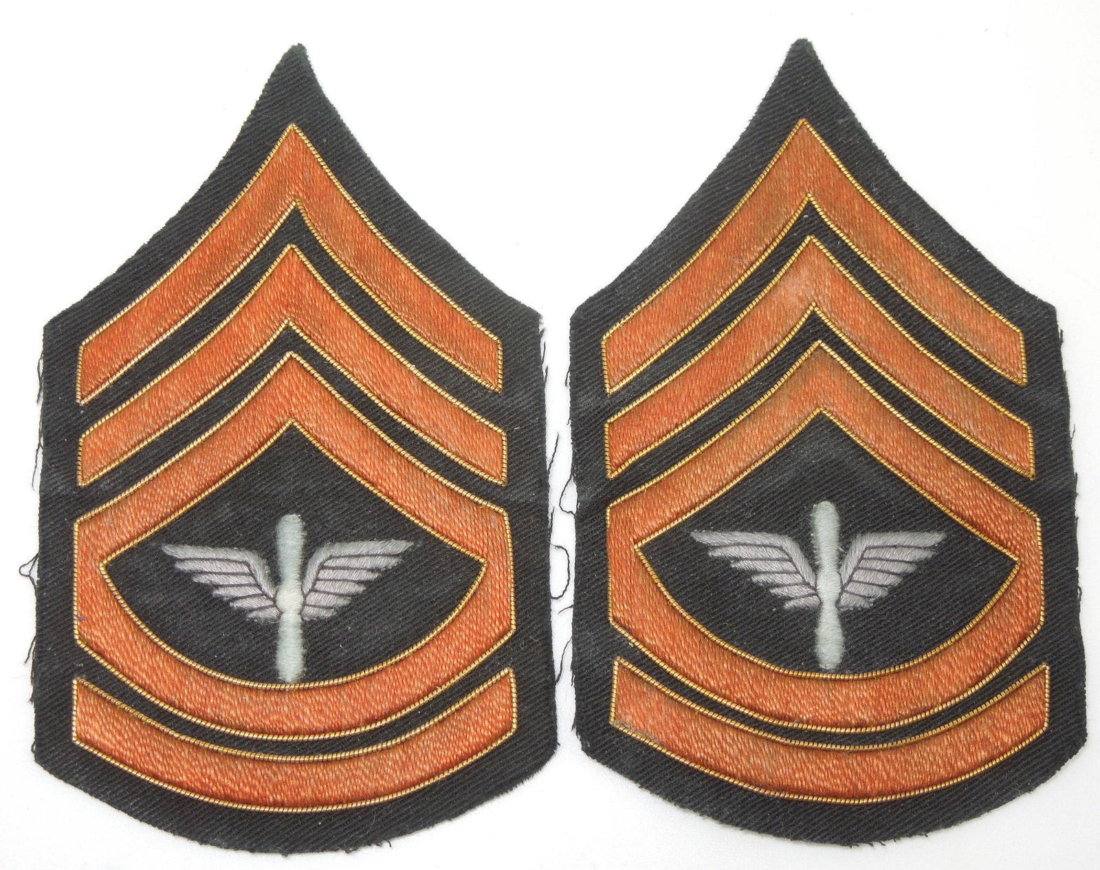 Pre-WWII Dress Blue Army Air Force Bullion Technical Sergeant Rank Patches (1 of 3)