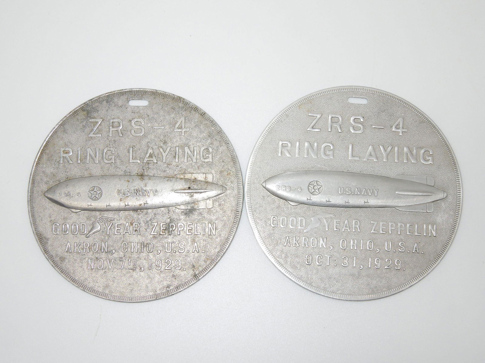 1929 ZRS-4 US Navy GOODYEAR ZEPPELIN Akron, OH Medallion Coins Medals (1 of 3)