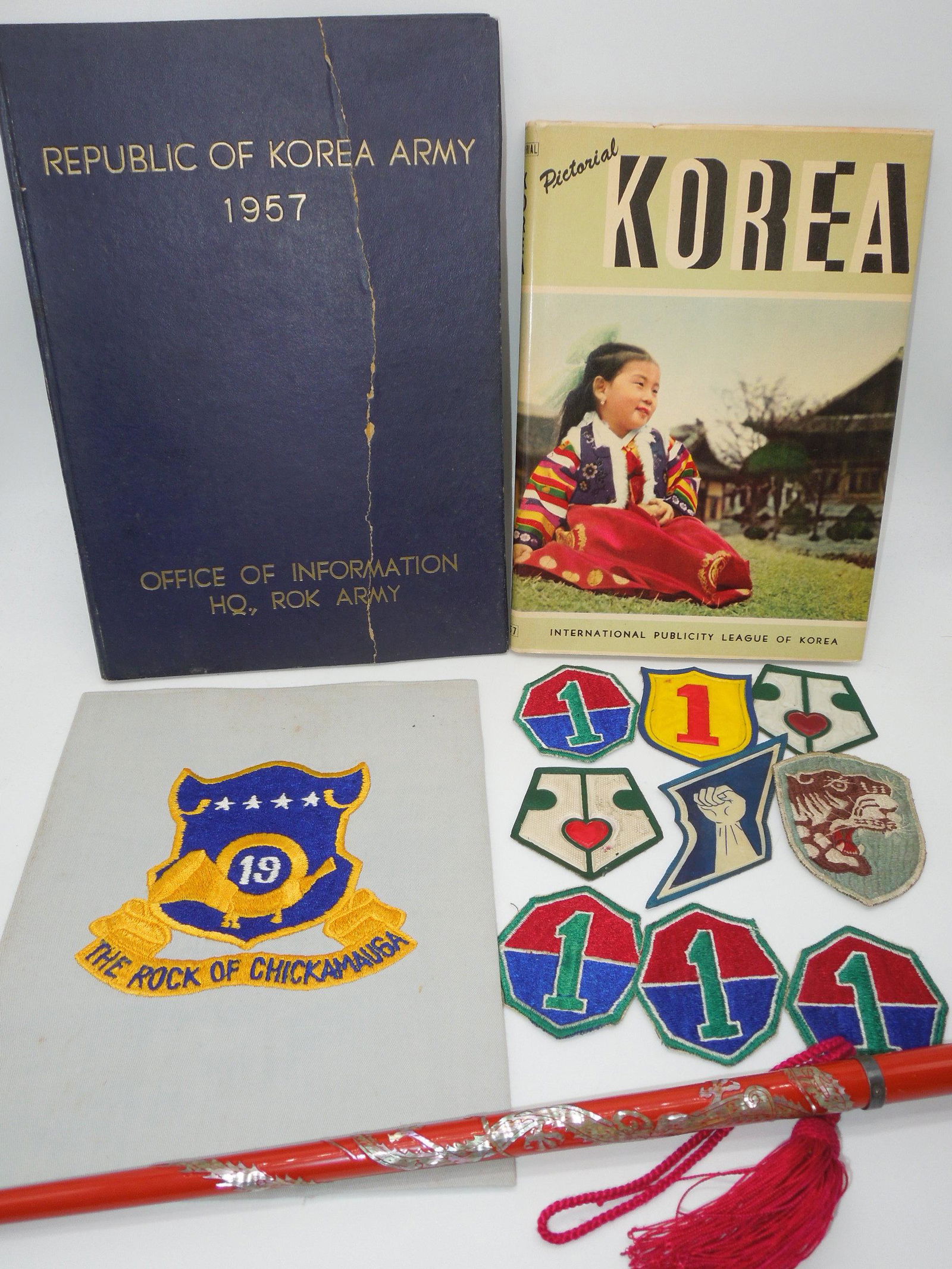 1950s Korean Military Patches, Books, & US Colonel South Korean Swagger Stick (1 of 11)