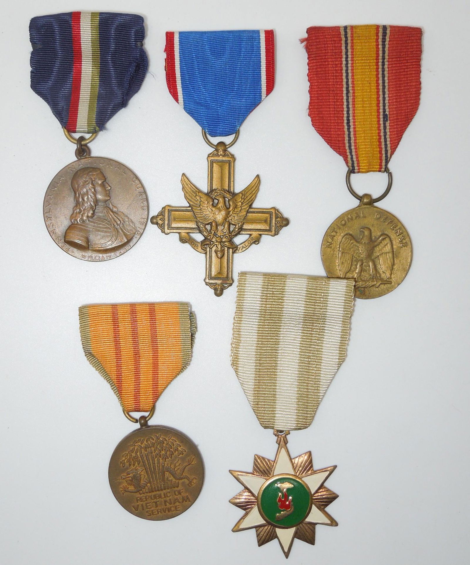 WWI - Vietnam Vietnamese Made US Medals DSC Pennsylvania NG Mexican Border Lot of 5 (1 of 3)