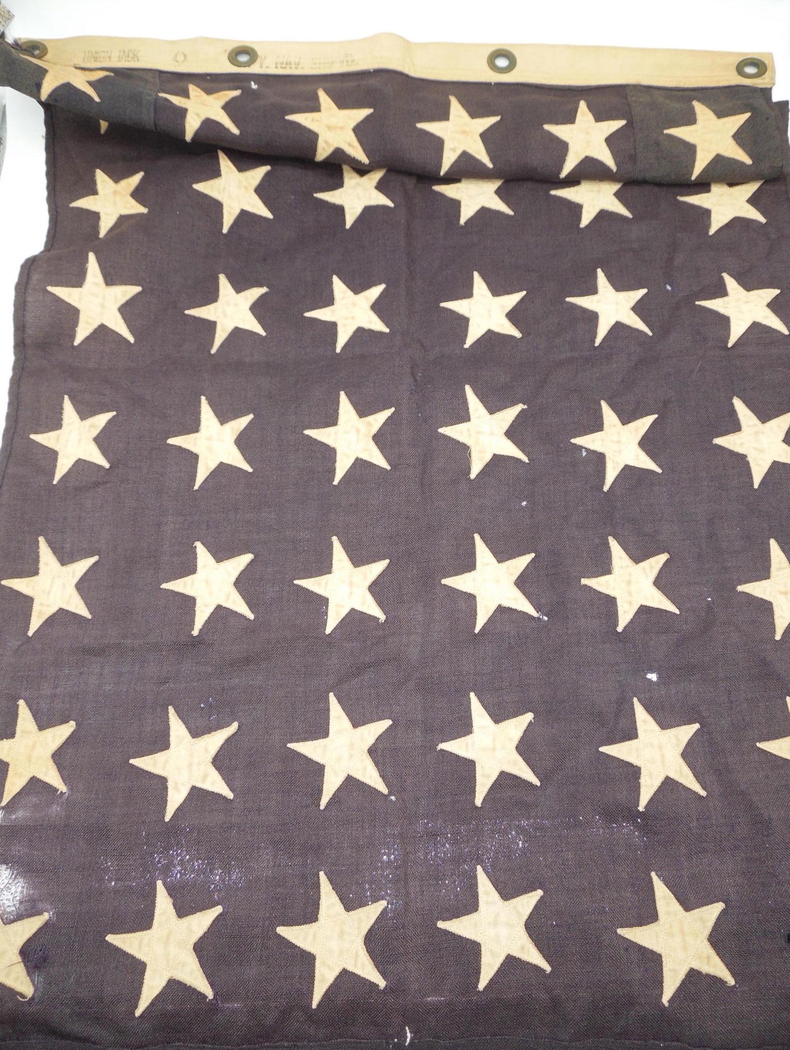 WWII 48 Star US Navy Stamped Union Jack Flag (1 of 5)