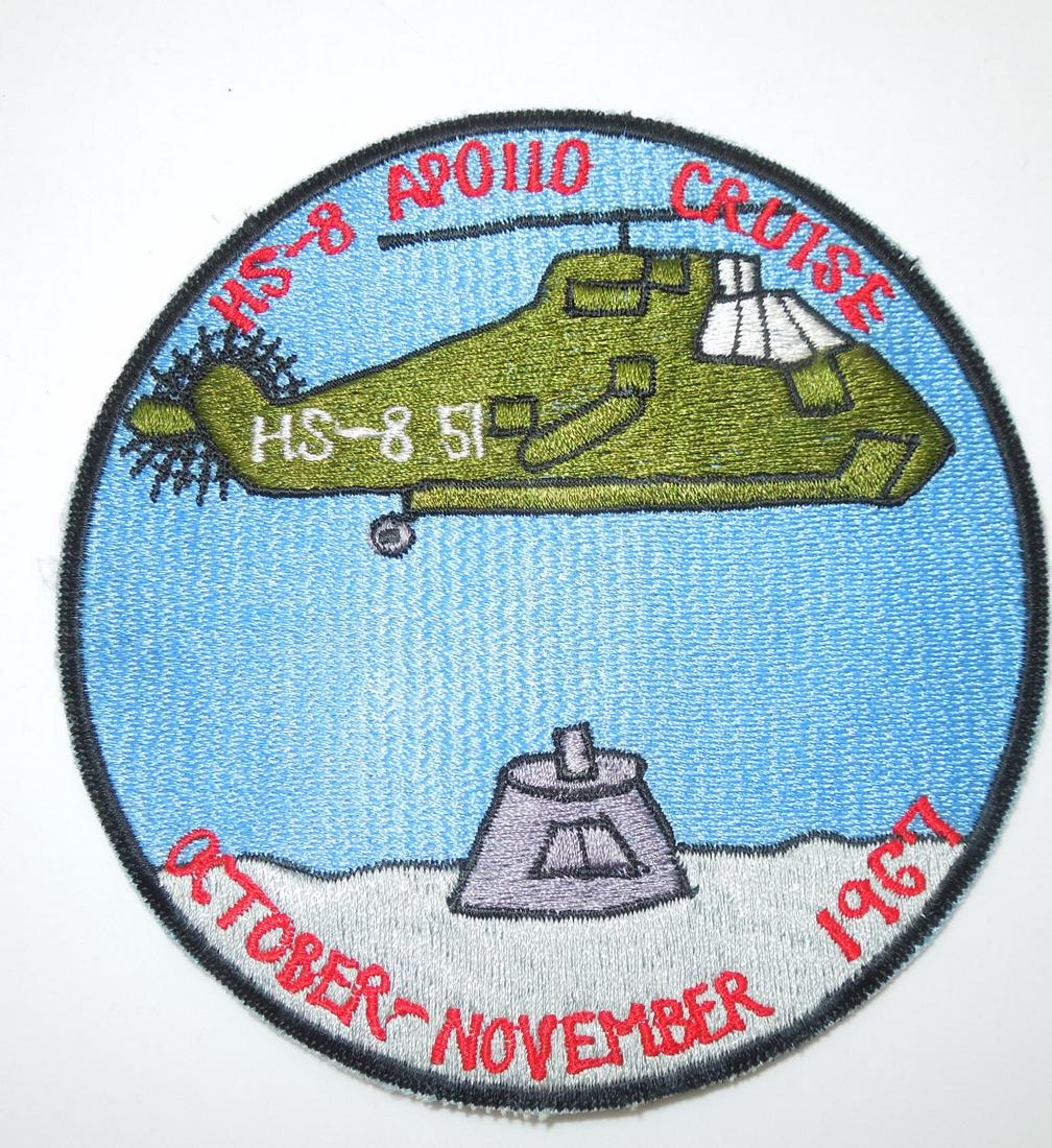 1967 US Navy HS-8 Apollo Recovery Mission Cruise Patch: Vintage US Military patch as shown. It has some paper and glue residue on the back. This came out of a large collection from a USMC, USCG, and USN collector who picked up most of his items in the 1960