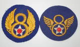 Lot of 2 WWII British Theater Made 8th Air Force 8th AAF Patches Stubby Wing