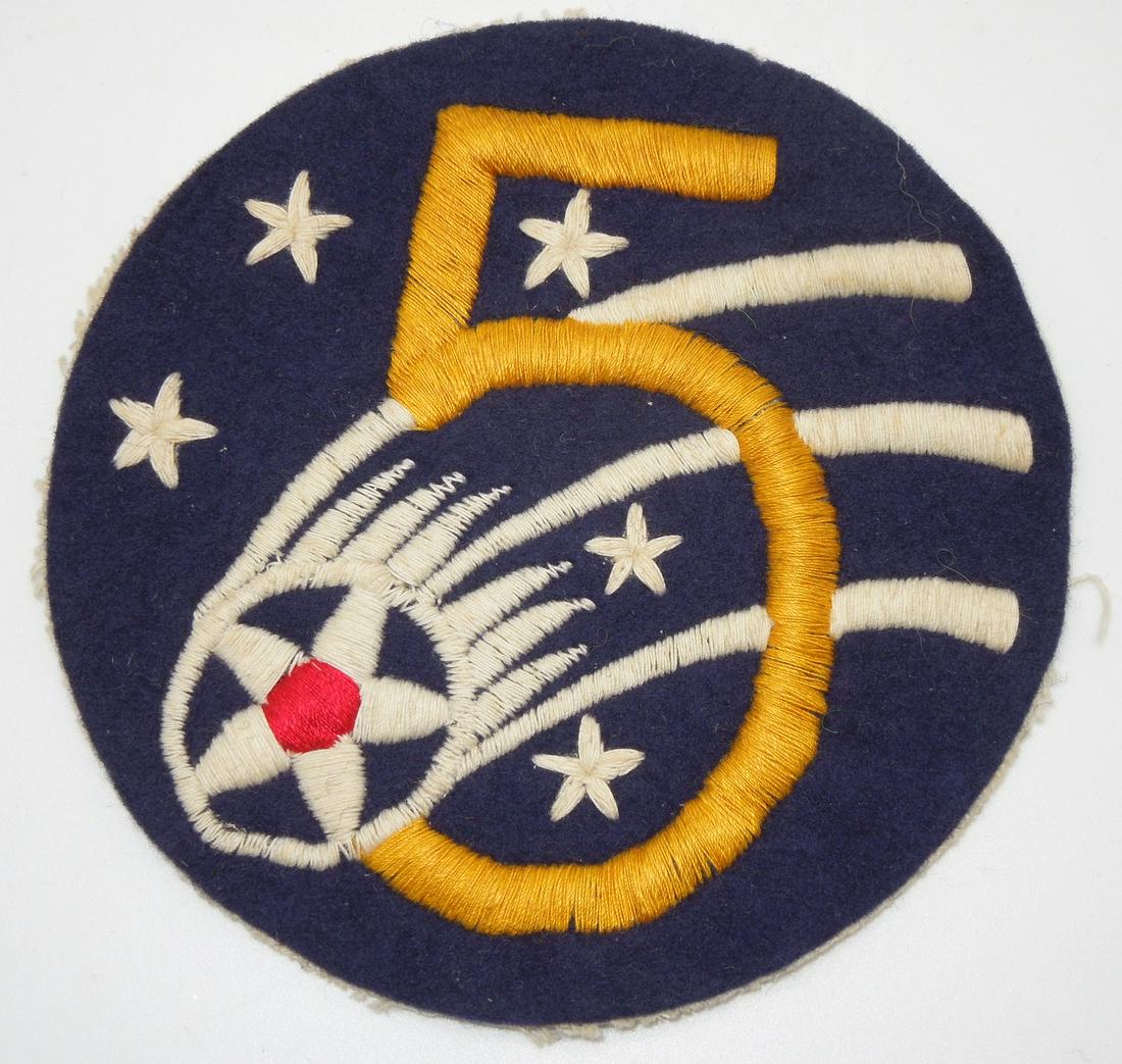 Large Sized Wool Embroidered 5th Army Air Force Jacket Patch (1 of 2)