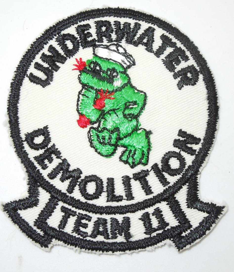Vietnam War Era US Navy UDT Underwater Demolition Team 11: Vintage US Military patch as shown. It has some paper and glue residue on the back. This came out of a large collection from a USMC, USCG, and USN collector who picked up most of his items in the 1960