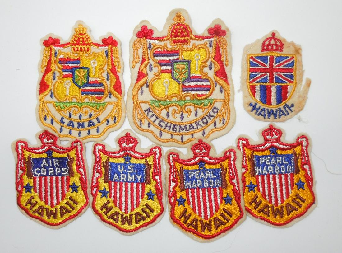 WWII Wool Pearl Harbor & Hawaii Souvenir Military Patches Lot (1 of 2)